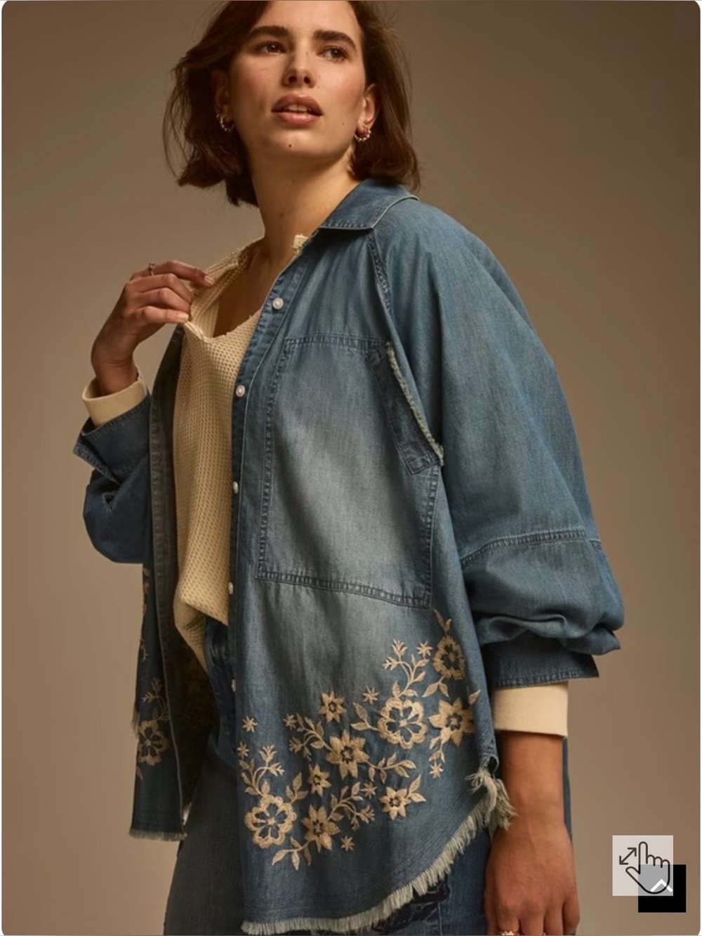 NWT FESTI by TORRID Floral Flocked Relaxed Denim Tunic Dark Wash- 3X